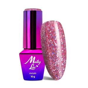 MollyLac Born To Glow 70's Glam Гибридный лак для ногтей с блестками 10 г № 572