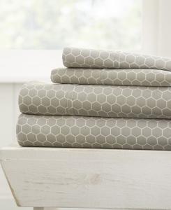 Комплект постельного белья Farmhouse Chic Premium Ultra Soft Pattern из 4 предметов, размер California King Ienjoy Home, цвет grey honeycomb