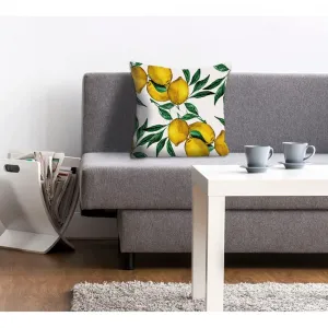 Декоративная подушка queence Mike, наволочка, лимоны, лимонное дерево, фруктовый мотив, летняя, желтая, свежая Queence, Grün/gelb + bedruckt