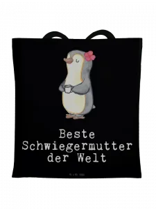 Сумка для переноски Mr & Mrs Panda Pinguin Beste Schwiegermutter der W, черный