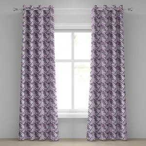 Штора на люверсах ABAKUHAUS "Бабочка", повторяющаяся иллюстрация "Весенний луг, мечтательный зверь", декоративная двухпанельная штора, 280 см x 245 см, цвет лавандовый, фиолетовый