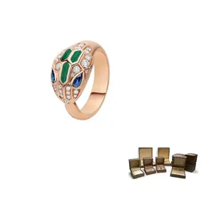 BVLGARI Кольцо из розового золота 18 карат с бриллиантами и малахитом для женщин