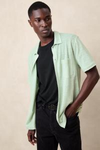 Курортная рубашка из льна пике Banana Republic, зеленый