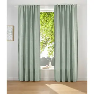 Штора LESKA с многофункциональной лентой, 1 шт., плотная, гладкая, тканая, однотонная, разных размеров Leger Home By Lena Gercke, зеленый
