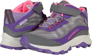 Детские унисекс ботинки Merrell Moab Speed Mid с альтернативной застежкой, водонепроницаемые, для походов, фиолетовый/розовый/серый