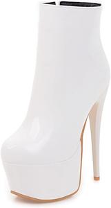 Женские ботильоны BEAUPAS на высоком каблуке с платформой, готические лакированные ботинки с молнией, White