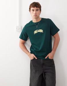 Weekday Отличная свободная футболка с графическим принтом зеленого цвета