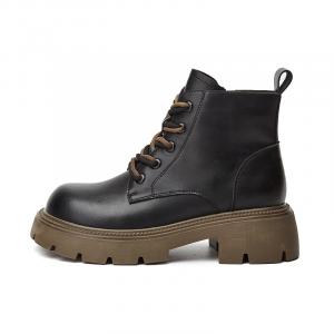 Женские короткие кожаные ботинки Мартина, высота 5,5 см Daphne, черный fleece-lined