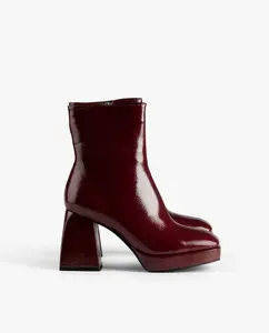 Женские ботинки с низким голенищем, эффект кожи Mim, бордовый