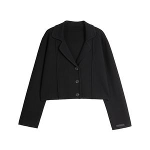 ELLE Трикотажный женский пиджак с воротником-стойкой, черный