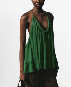 Женский топ с плиссированной спинкой MANGO, Green
