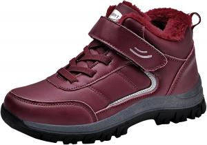 Женские зимние сапоги с водонепроницаемой поверхностью, шнуровкой и меховой подкладкой, нескользящие, повседневные короткие ботинки, удобная зимняя обувь для трекинга и походов Generic, Red