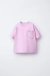 Футболка с волнистым сердечком Zara, сиреневый