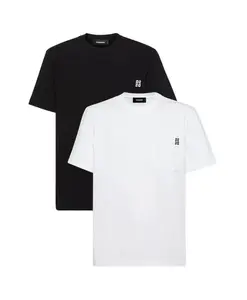 Белая футболка с логотипом и карманом Dsquared2, мультиколор