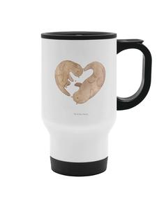 Mr. & Mrs. Panda Кружка из нержавеющей стали с изображением сердца выдры, без надписи, белого цвета