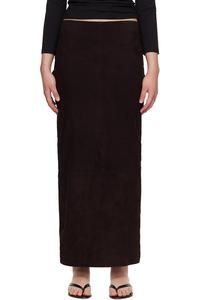 St. Agni Коричневая замшевая юбка-миди прямого кроя