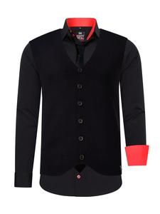 Комплект из 3 предметов: рубашка с жилетом и галстуком, черный / красный Rusty Neal