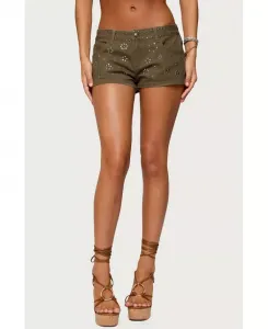 Женские микрошорты Eartha с заклепками Edikted, зеленый