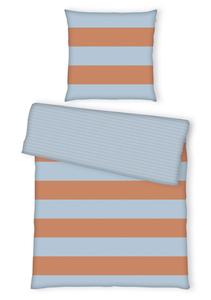 Двустороннее постельное белье Tom Tailor, 155x220 см, голубой/коралловый