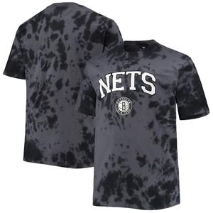 Мужская черная футболка Brooklyn Nets Big & Tall Marble Dye в тон Performance