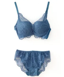 Комплект из двух предметов: кружевной бюстгальтер и шорты Pourvous, цвет Blue