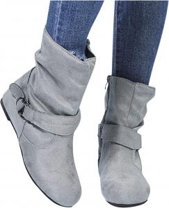 Женские повседневные ботинки ZBYY из замши средней длины с боковой молнией, удобные на каждый день, на танкетке, для улицы и снега, 10.5 Grey