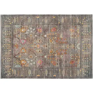 Ковер с цветочным узором в рамке Valencia Wilhemina Safavieh, серый, 61x244 см