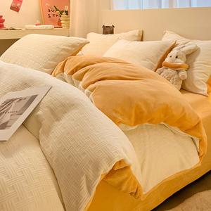 Пододеяльник MUJI с 3D-резным узором, 180х220 см, плетеный узор/молочно-оранжевый