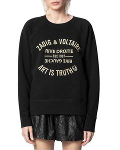 Хлопковый свитшот с принтом Zadig & Voltaire, черный
