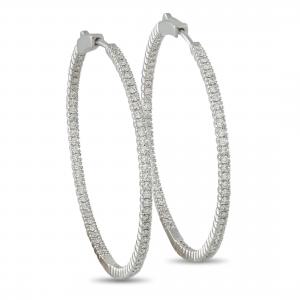 Эксклюзивные серьги-кольца LB из 14-каратного белого золота с бриллиантами 1,56 карата, вывернутыми наизнанку, MF10-111825 Lb Exclusive, белый