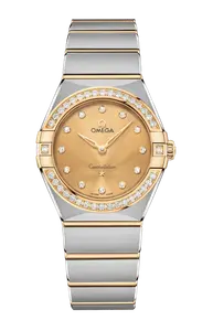 Часы Omega constellation manhattan quartz 28 мм, сталь, золото, бриллианты