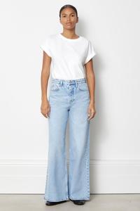 Легкие потертые широкие джинсы полной длины Albaray, синий