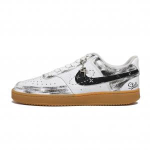 Nike Мужские низкие скейтборд-кроссовки Court Vision 1 Eternal Night с противоскользящей и износостойкой подошвой, черный с белыми элементами