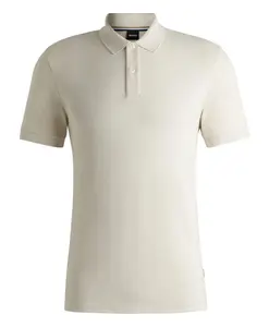 Поло из хлопка пима с логотипом Hugo, бежевый