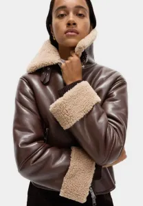 Куртка-Авиатор из искусственной кожи с пряжкой Marks & Spencer, Dark Chocolate