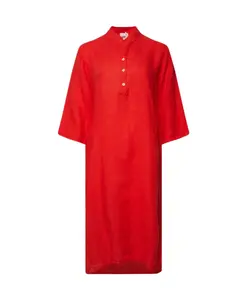 Длинное льняное платье-рубашка с карманом Tiffany, красный
