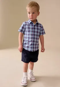 Рубашка в клетку с коротким рукавом стандартного кроя Next, Blue Navy