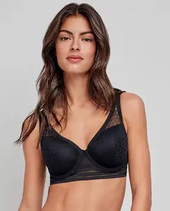 Бюстгальтер-бралетт с поддержкой и поролоном из ажурной кружевной ткани Gisela, черный
