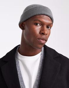 Мини-шапка-бини в стиле рыбалки серого цвета с резинкой Asos Design