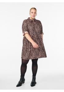 Платье Zizzi AUS SAMT MIT LEOPARDENMUSTER, Leopard Aop/Brown