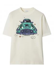 Burberry car-print cotton футболка, нейтральный