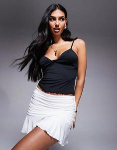 Обтягивающая мини-юбка Princess Polly Celebrations с присборенными боками и свободным подолом белого цвета