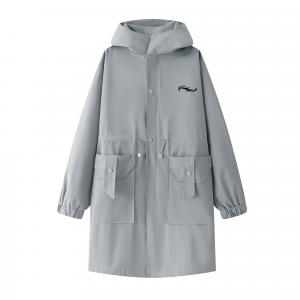 Тренч Unisex с капюшоном Moderate HUANQIU, светло-серый