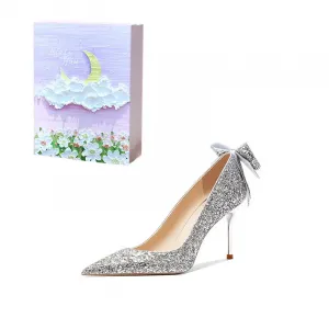 ROBINHOOD Серебристо-фиолетовые лунные галактические туфли на шпильке для женщин, цвет Silver Purple Moon Galaxy Box