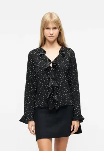 Блузка с оборками и пуговицами Gap, Black