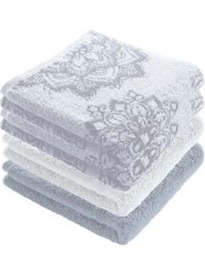 Erwin Müller Набор из 4 жаккардовых полотенец Bühl из махровой ткани, бело-серебристого цвета