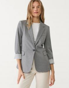 Приталенный пиджак Stradivarius серого цвета