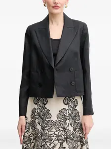 Двубортная льняная куртка LUISA SPAGNOLI, черный