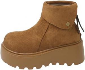 Женские зимние теплые ботинки с толстой подошвой для осени и зимы, подходят для снежных районов, противоскользящие и долговечные, для школы или поездок на работу. Fusecottc, Light Tan