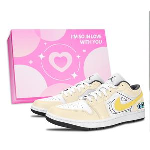 Jordan Кроссовки Air 1 Colorful Fun Puzzle быстросохнущие и устойчивые к истиранию винтажные баскетбольные Unisex White Yellow